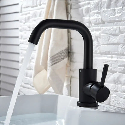 Modern matte black basin faucet bathroom rotatable sink tap