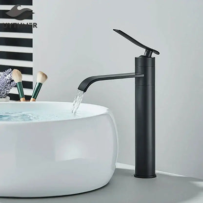 Modern matte black basin faucet mixer bathroom curved spout