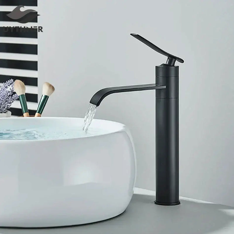 Modern matte black basin faucet mixer bathroom curved spout