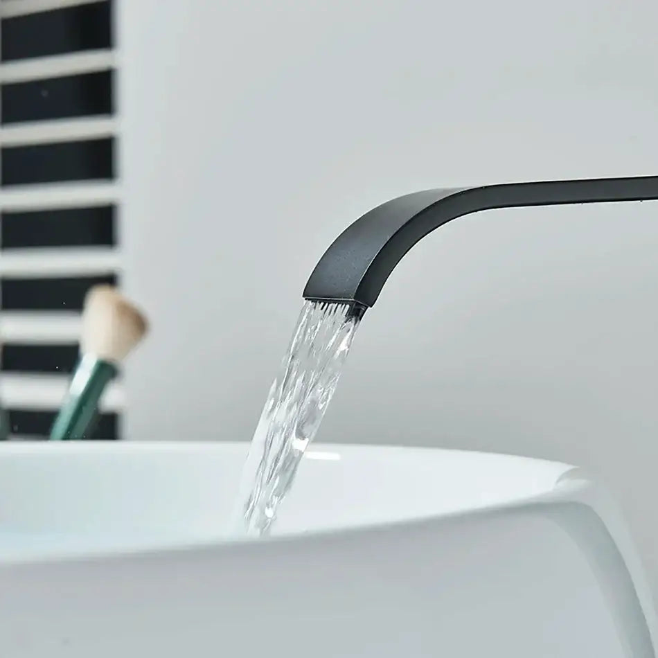 Modern matte black basin faucet mixer bathroom curved spout