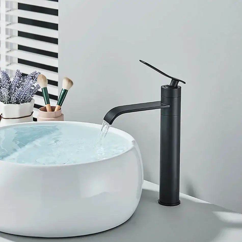 Modern matte black basin faucet mixer bathroom curved spout