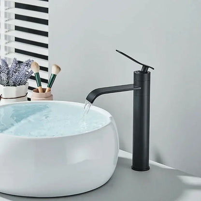 Modern matte black basin faucet mixer bathroom curved spout