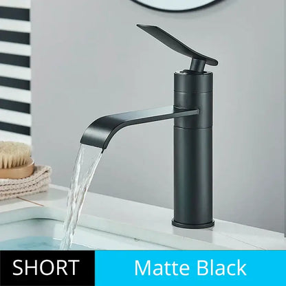 Modern matte black basin faucet mixer bathroom curved spout