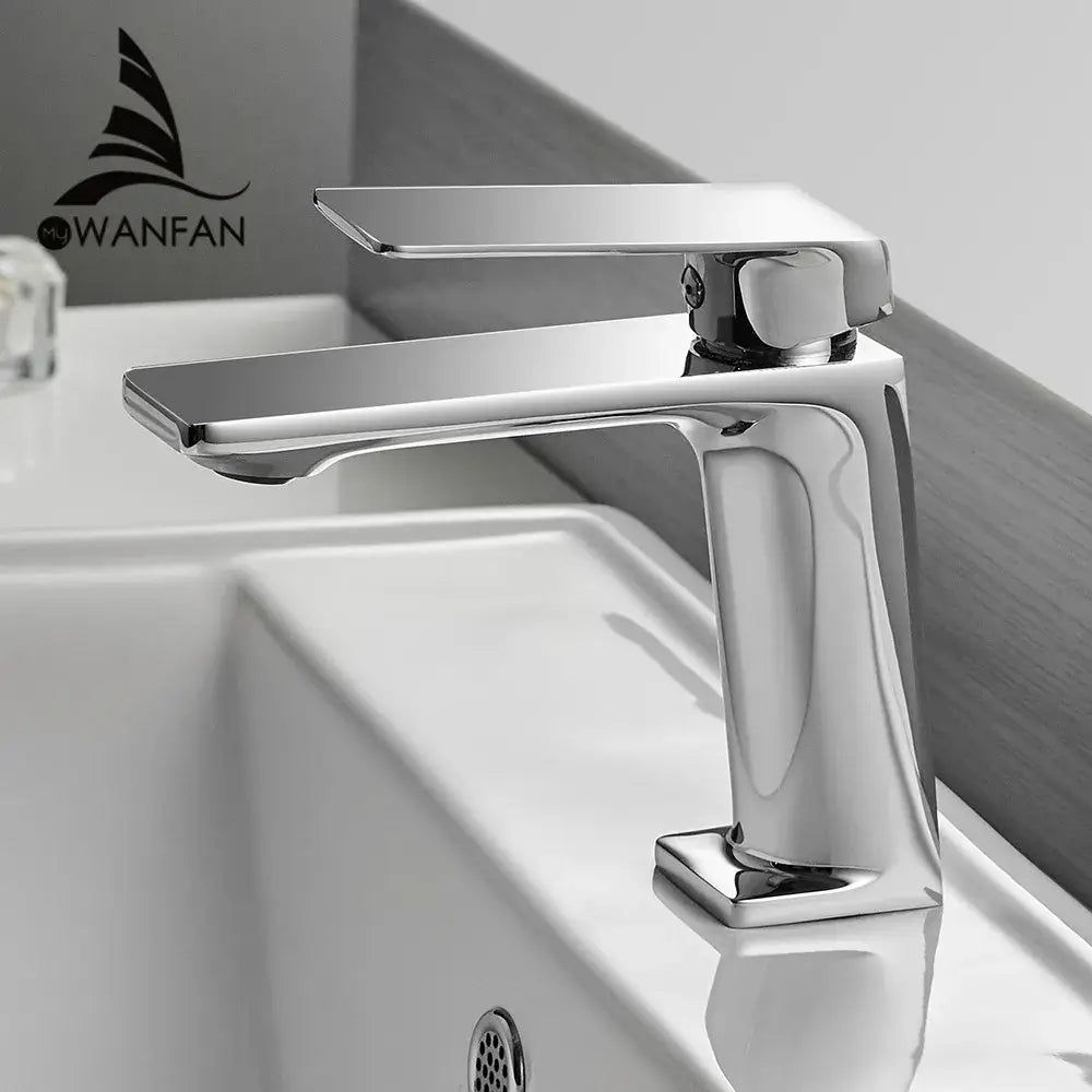 Modern matte black basin faucet mixer tap bathroom angular design