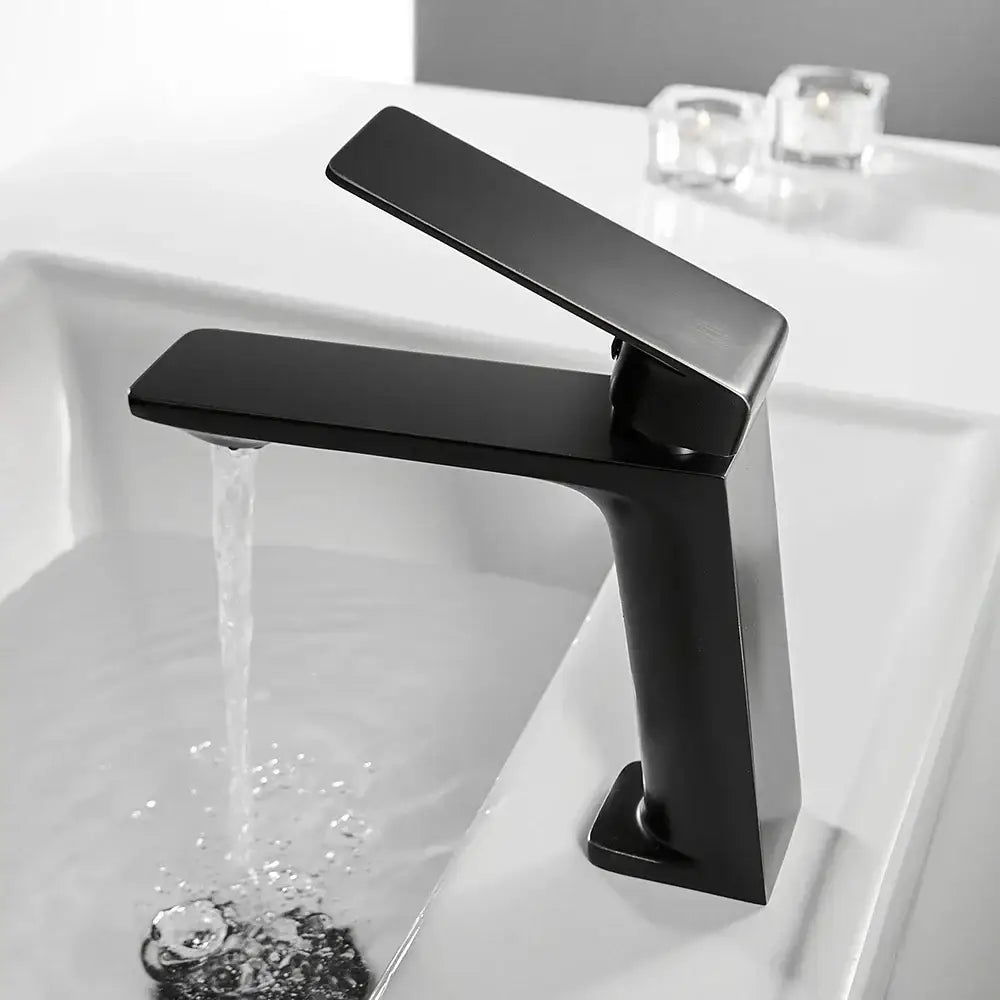 Modern matte black basin faucet mixer tap bathroom angular design