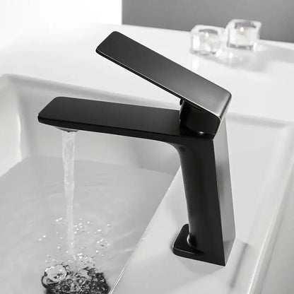 Modern matte black basin faucet mixer tap bathroom angular design