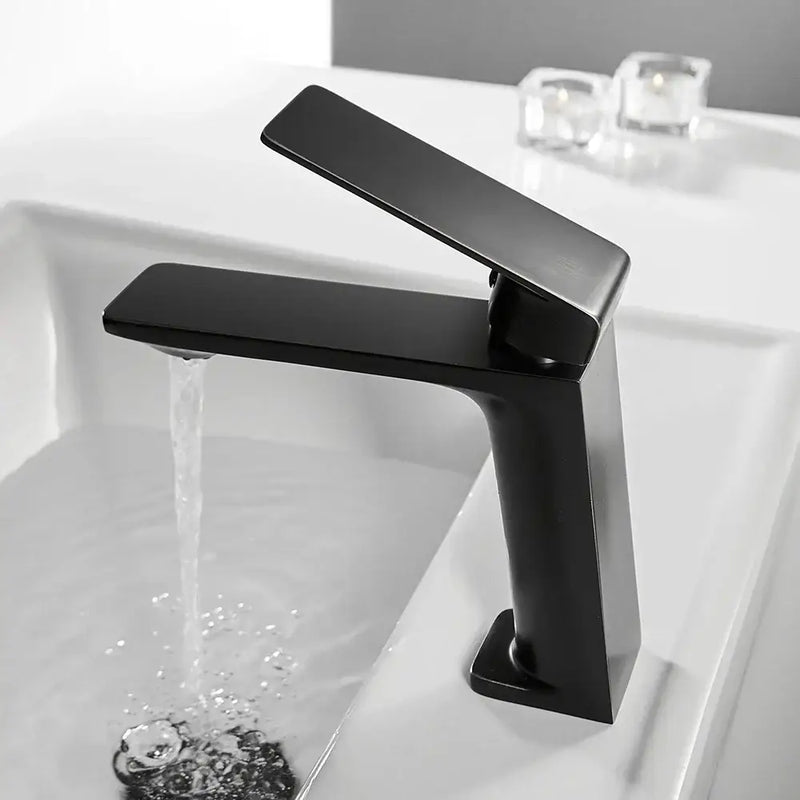 Modern matte black basin faucet mixer tap bathroom angular design
