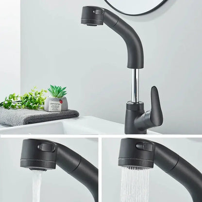 Modern matte black basin faucet with chrome accents for kitchen