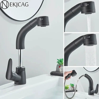 Modern matte black basin faucet with chrome accents for kitchen