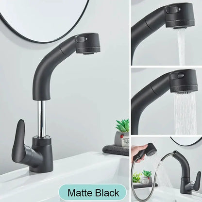 Modern matte black basin faucet with chrome accents for kitchen