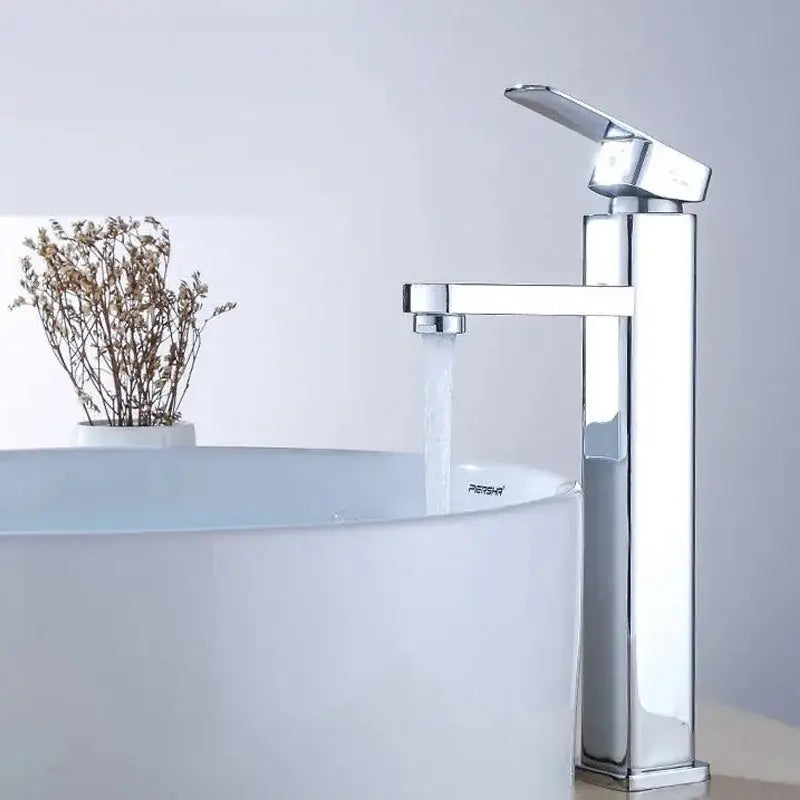 Modern matte black basin mixer bathroom faucet with rectangular spout