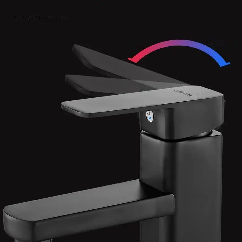 Modern matte black basin mixer bathroom faucet with rectangular spout