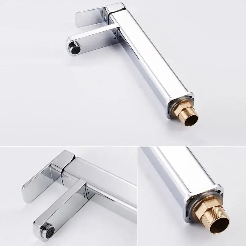 Modern matte black basin mixer bathroom faucet with rectangular spout