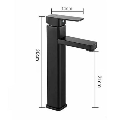 Modern matte black basin mixer bathroom faucet with rectangular spout