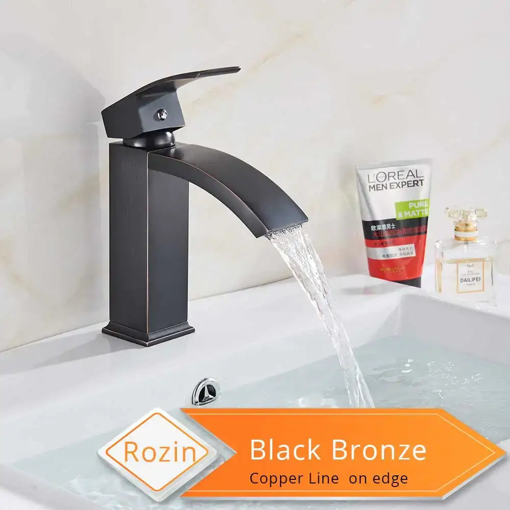 Modern matte black basin mixer faucet bathroom curved spout