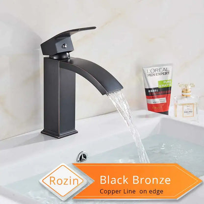 Modern matte black basin mixer faucet bathroom curved spout