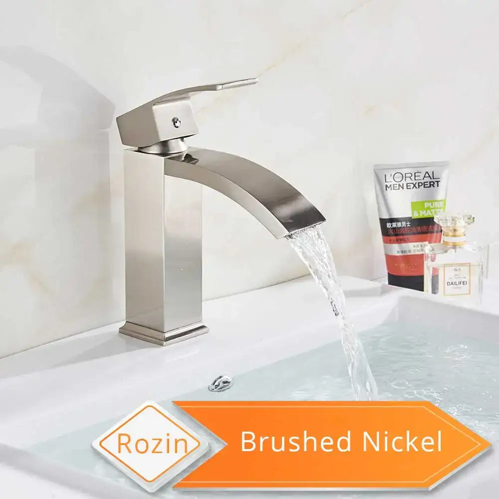 Modern matte black basin mixer faucet bathroom curved spout