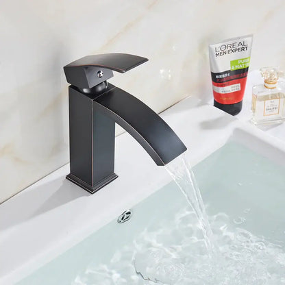 Modern matte black basin mixer faucet bathroom curved spout