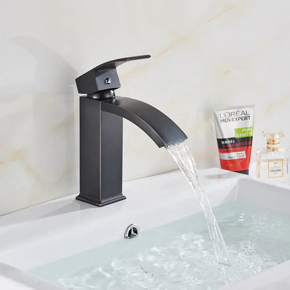 Modern matte black basin mixer faucet bathroom curved spout