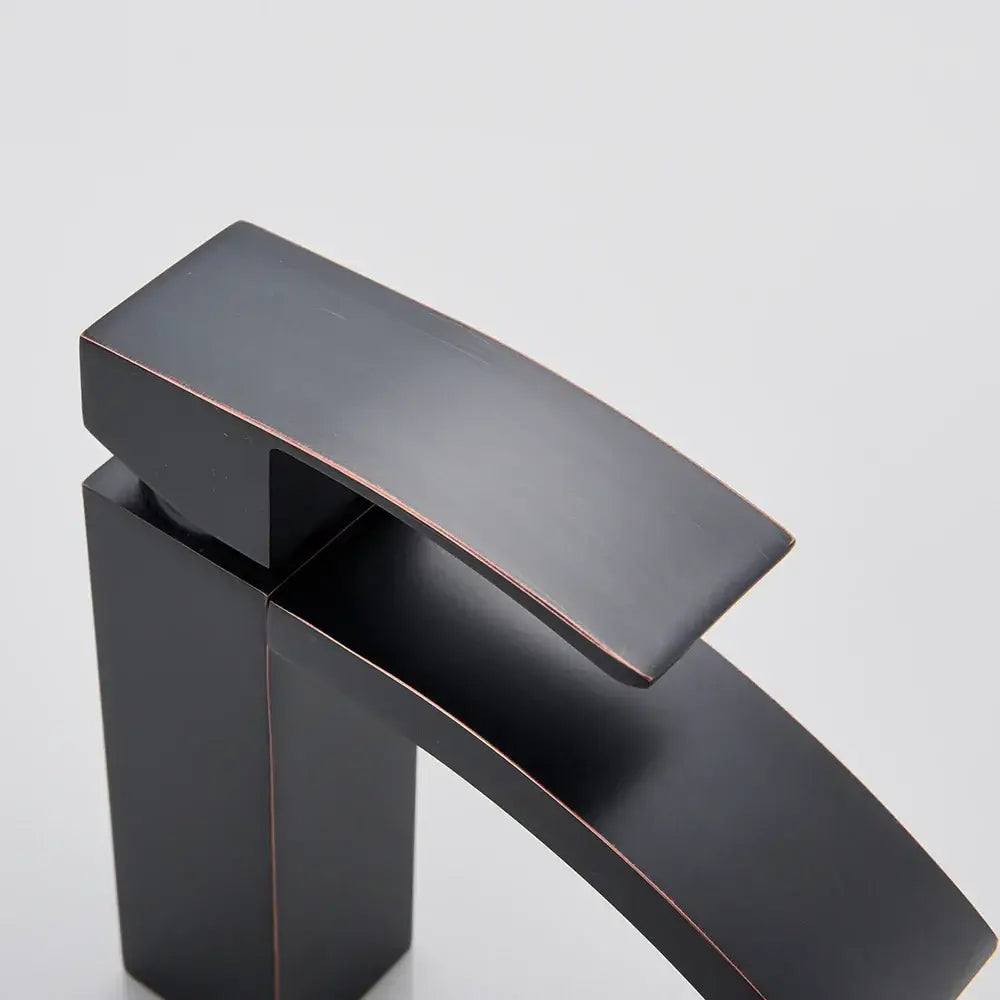 Modern matte black basin mixer faucet bathroom curved spout