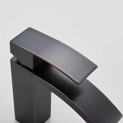 Modern matte black basin mixer faucet bathroom curved spout