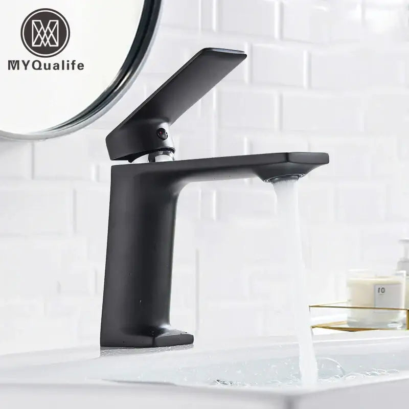 Modern matte black basin mixer tap – bathroom single lever faucet