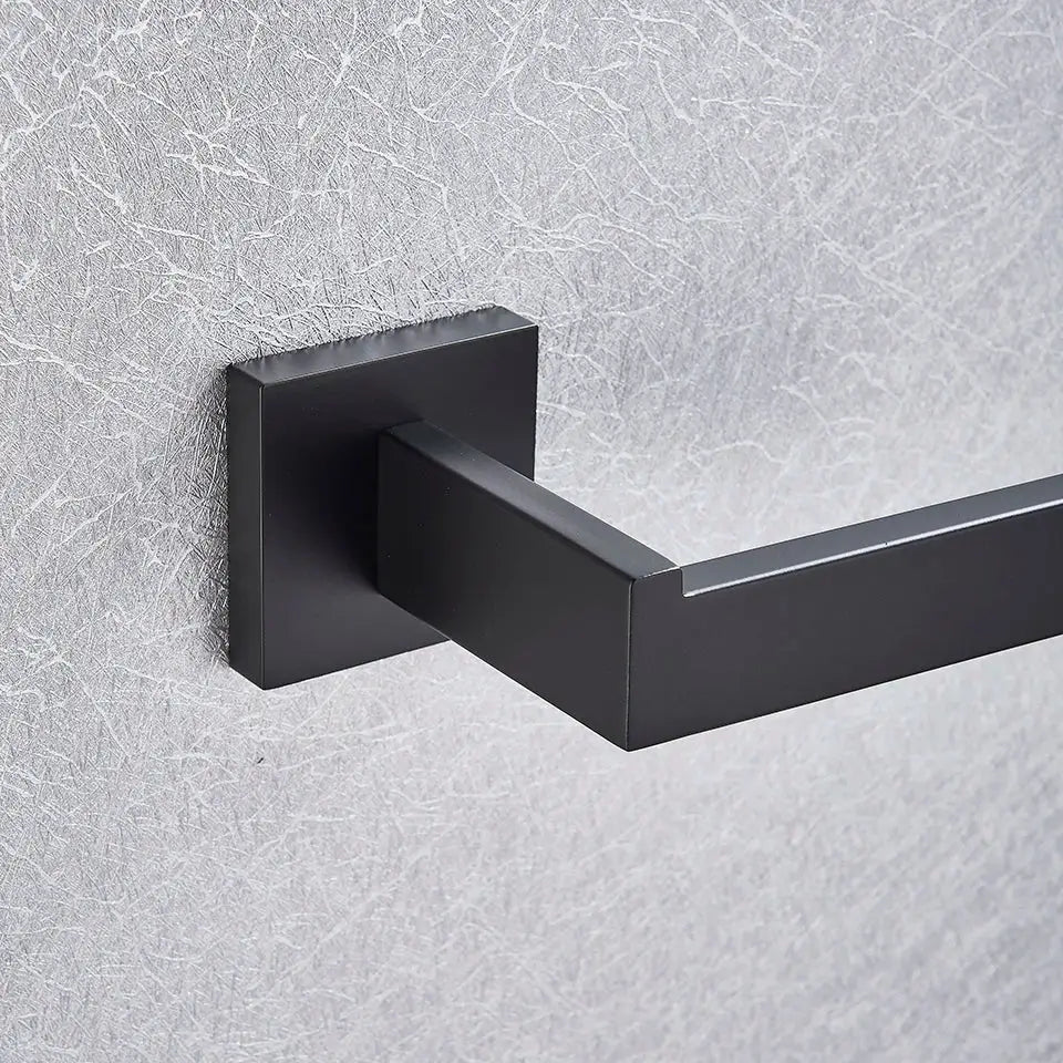 Modern matte black bathroom accessories set – bathroom towel rack
