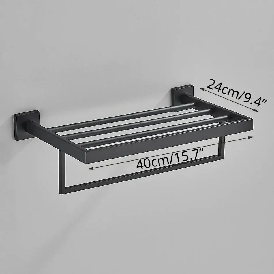 Modern matte black bathroom accessories set – bathroom towel rack