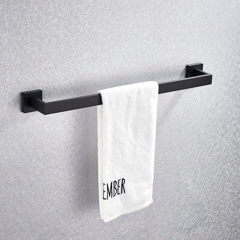 Modern matte black bathroom accessories set – bathroom towel rack