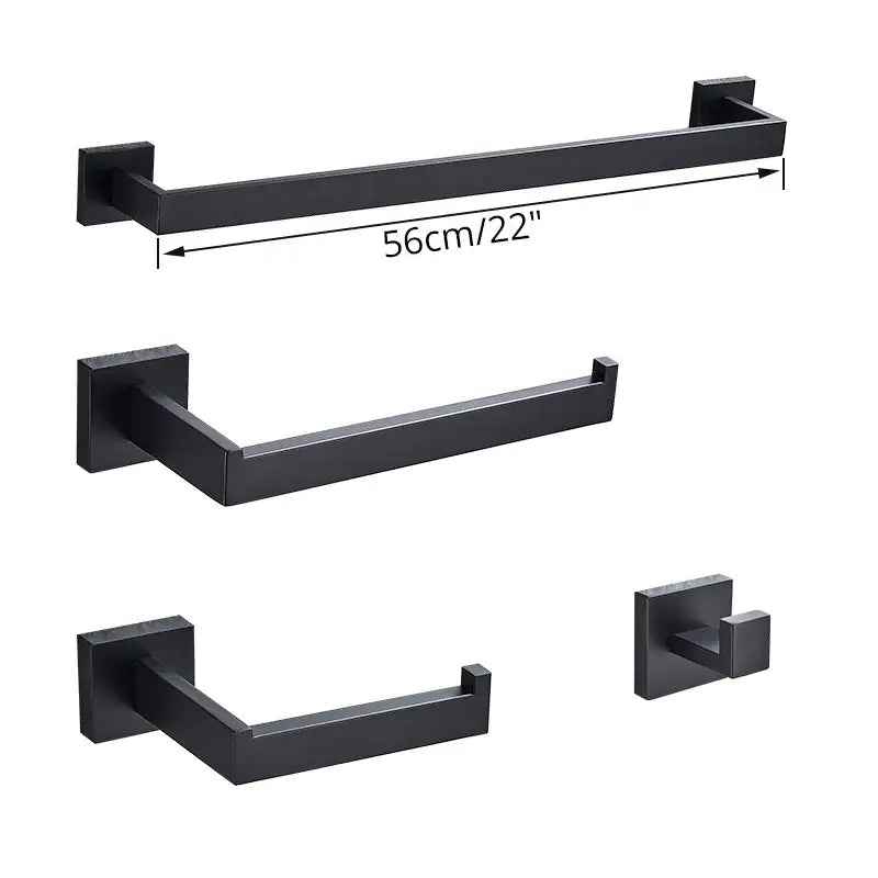 Modern matte black bathroom accessories set – bathroom towel rack