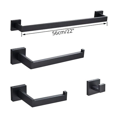 Modern matte black bathroom accessories set – bathroom towel rack