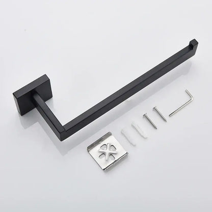 Modern matte black bathroom accessories set – bathroom towel rack