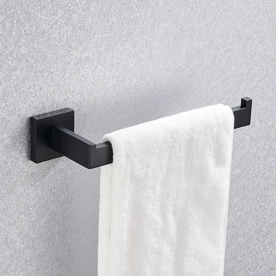 Modern matte black bathroom accessories set – bathroom towel rack