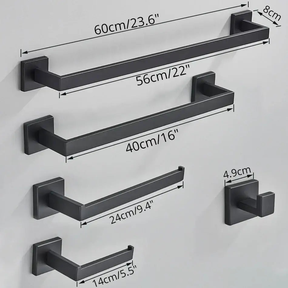 Modern matte black bathroom accessories set – bathroom towel rack