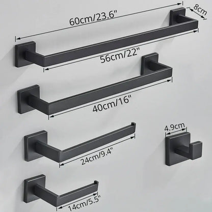 Modern matte black bathroom accessories set – bathroom towel rack