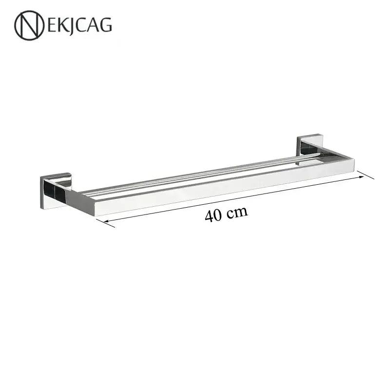 Modern matte black bathroom set with towel rack and gold rod accessories