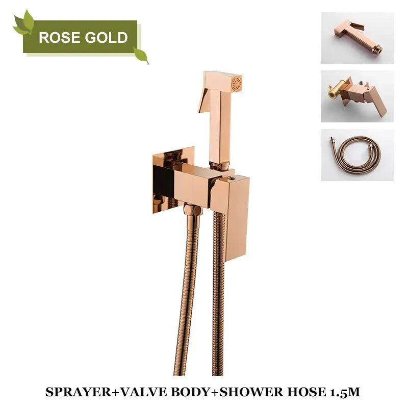 Modern matte black bidet faucet shower mixer bathroom square sprayer