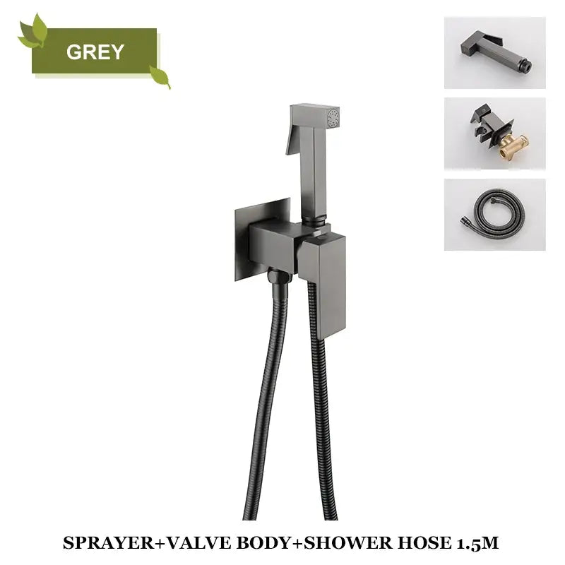Modern matte black bidet faucet shower mixer bathroom square sprayer