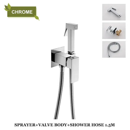 Modern matte black bidet faucet shower mixer bathroom square sprayer