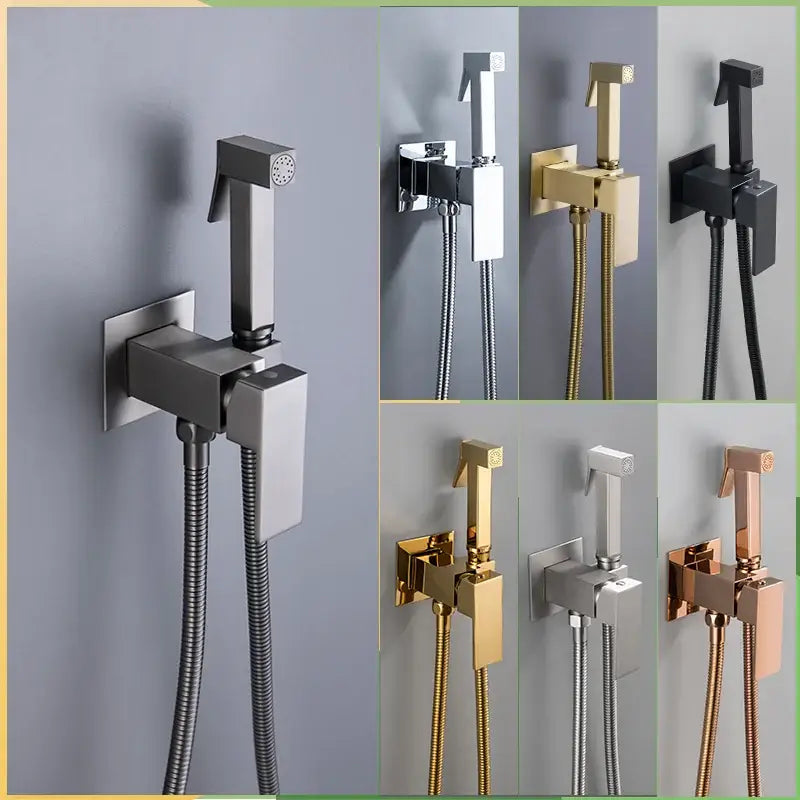 Modern matte black bidet faucet shower mixer bathroom square sprayer