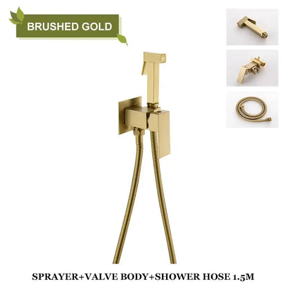 Modern matte black bidet faucet shower mixer bathroom square sprayer