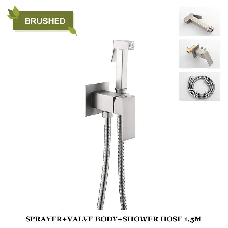 Modern matte black bidet faucet shower mixer bathroom square sprayer
