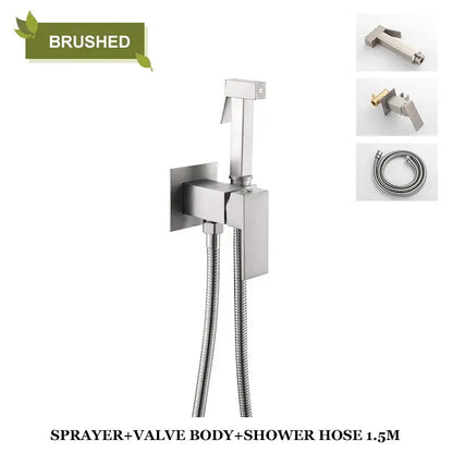 Modern matte black bidet faucet shower mixer bathroom square sprayer