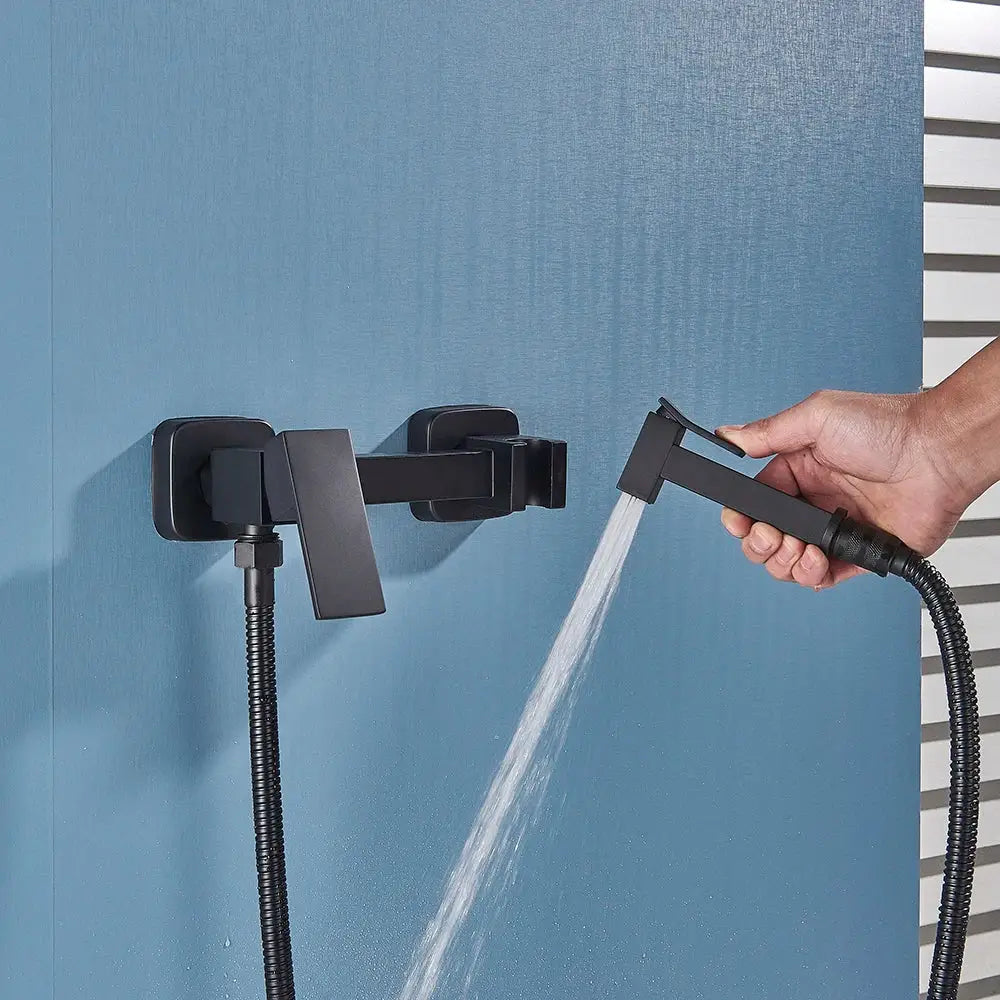 Modern matte black bidet shower faucet set bathroom mixer tap