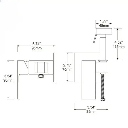 Modern matte black bidet spray gun set bathroom hygienic shower