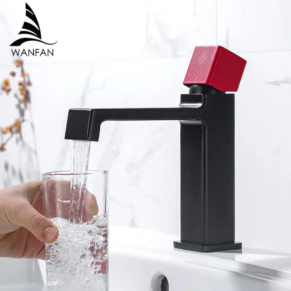 Modern matte black brass basin faucet bathroom textured handle mixer