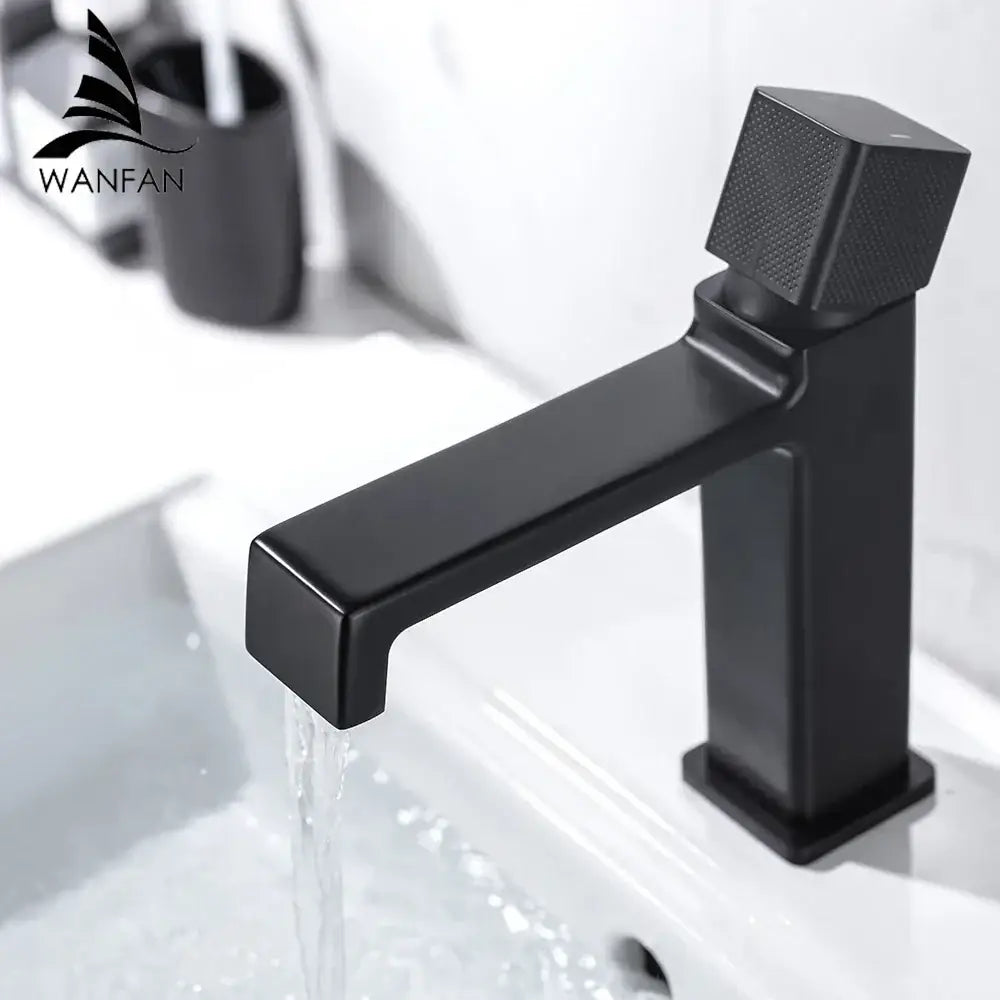 Modern matte black brass basin faucet bathroom textured handle mixer