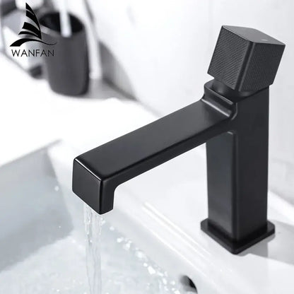 Modern matte black brass basin faucet bathroom textured handle mixer