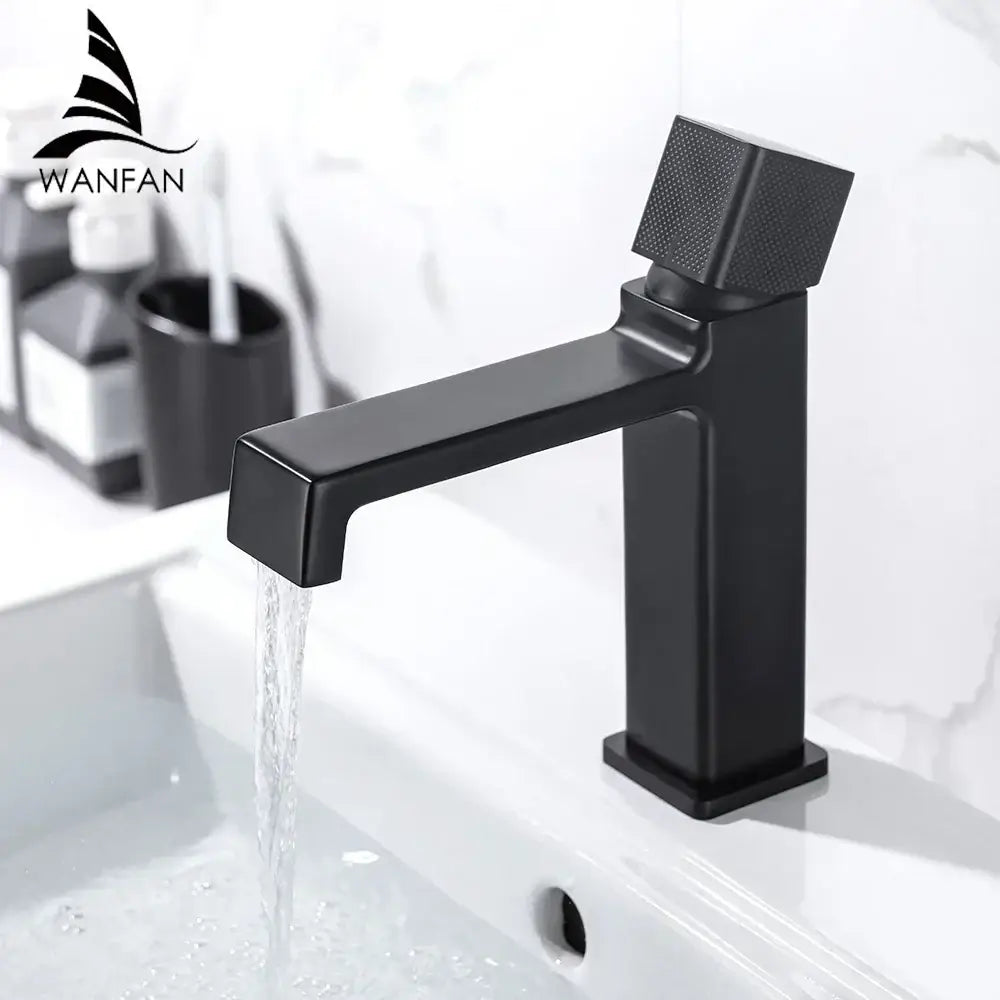 Modern matte black brass basin faucet bathroom textured handle mixer