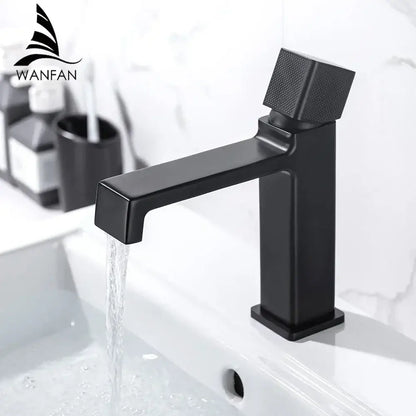 Modern matte black brass basin faucet bathroom textured handle mixer